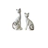 Juego de 2 Gatos En Cerámica - Blanco Y Plateado Juego de 2 Gatos En Cerámica - Blanco Y Plateado
