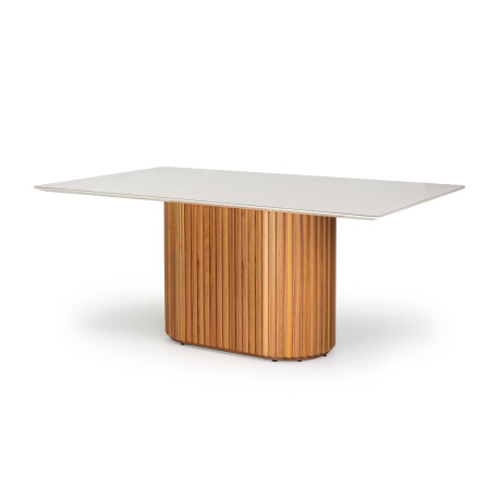 Mesa de comedor Living - Con vidrio - 180 Off White y Canela