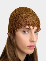 Gorro Macramé Con Cuentas camel