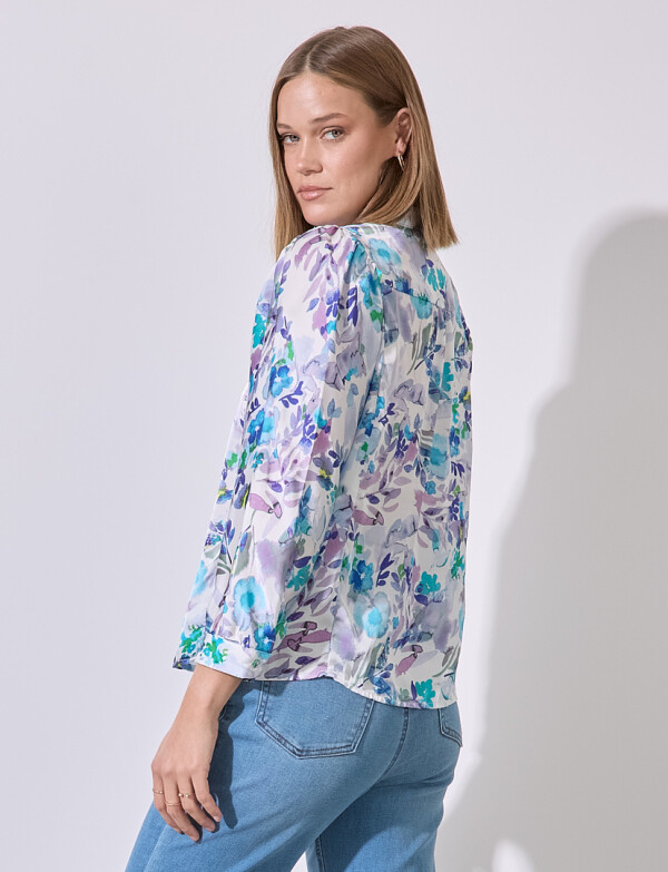 Blusa Saten Flores MULTI/LAVANDA