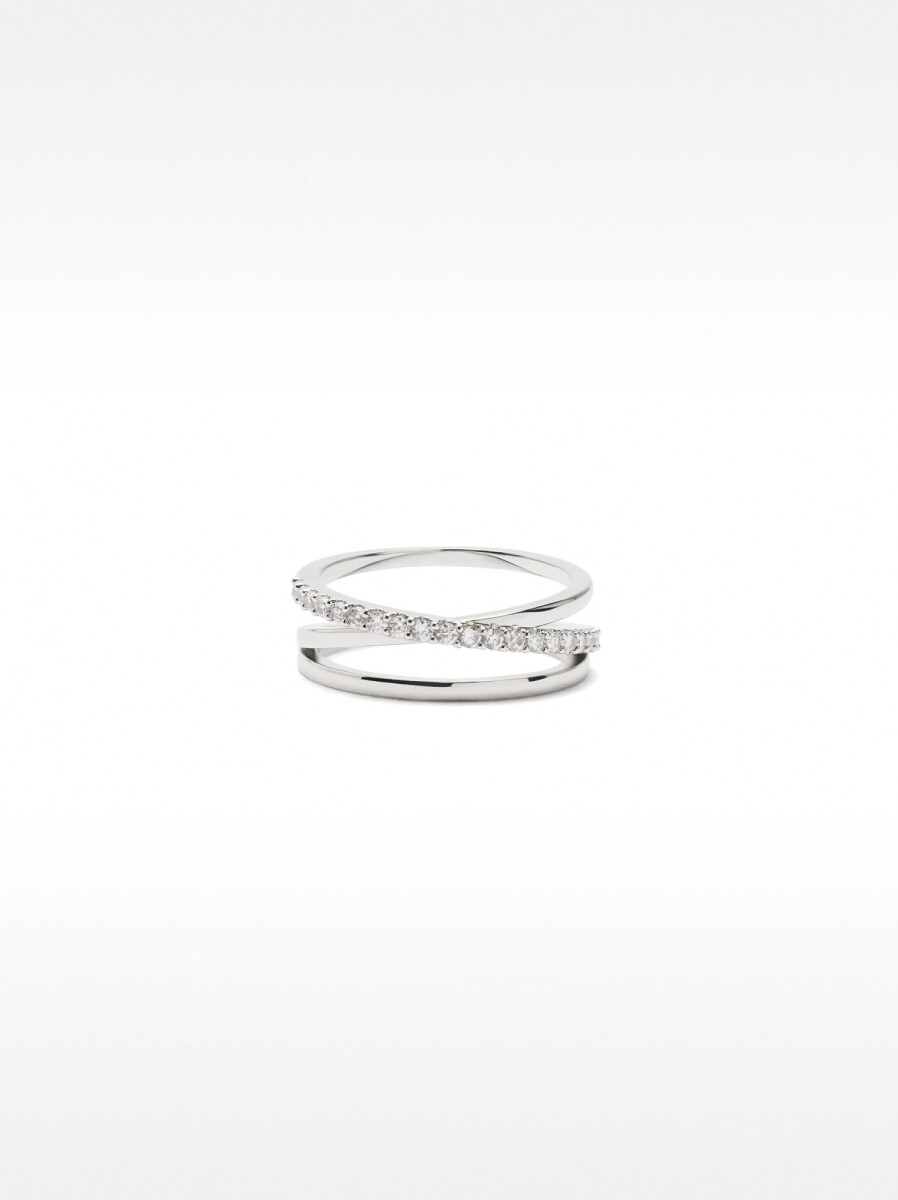 Anillo Efecto Triple Y Circonitas - plateado 