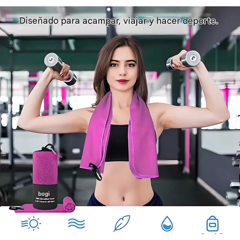 Toalla Microfibra Baño Secado Rapido Natacion Rosa