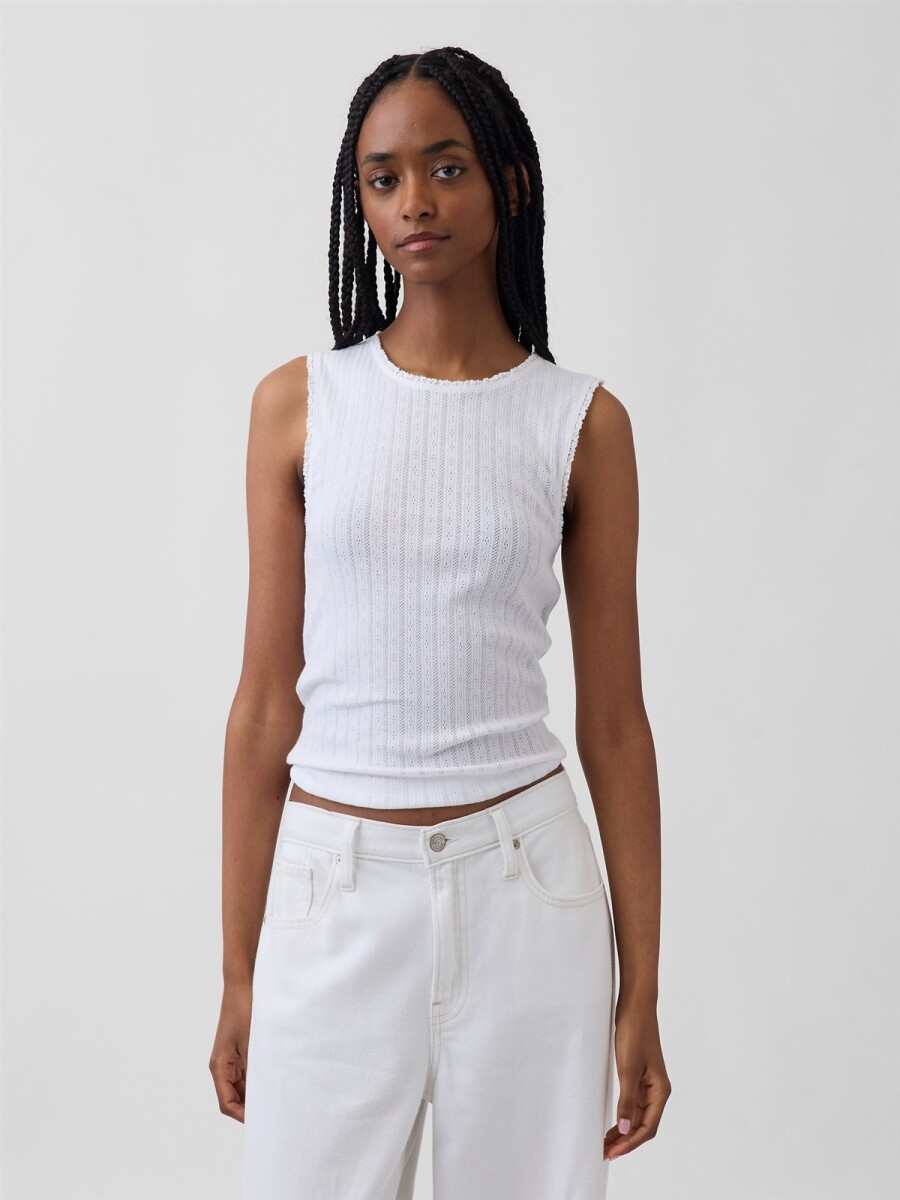 Musculosa Pointelle Mujer - Fresh White 