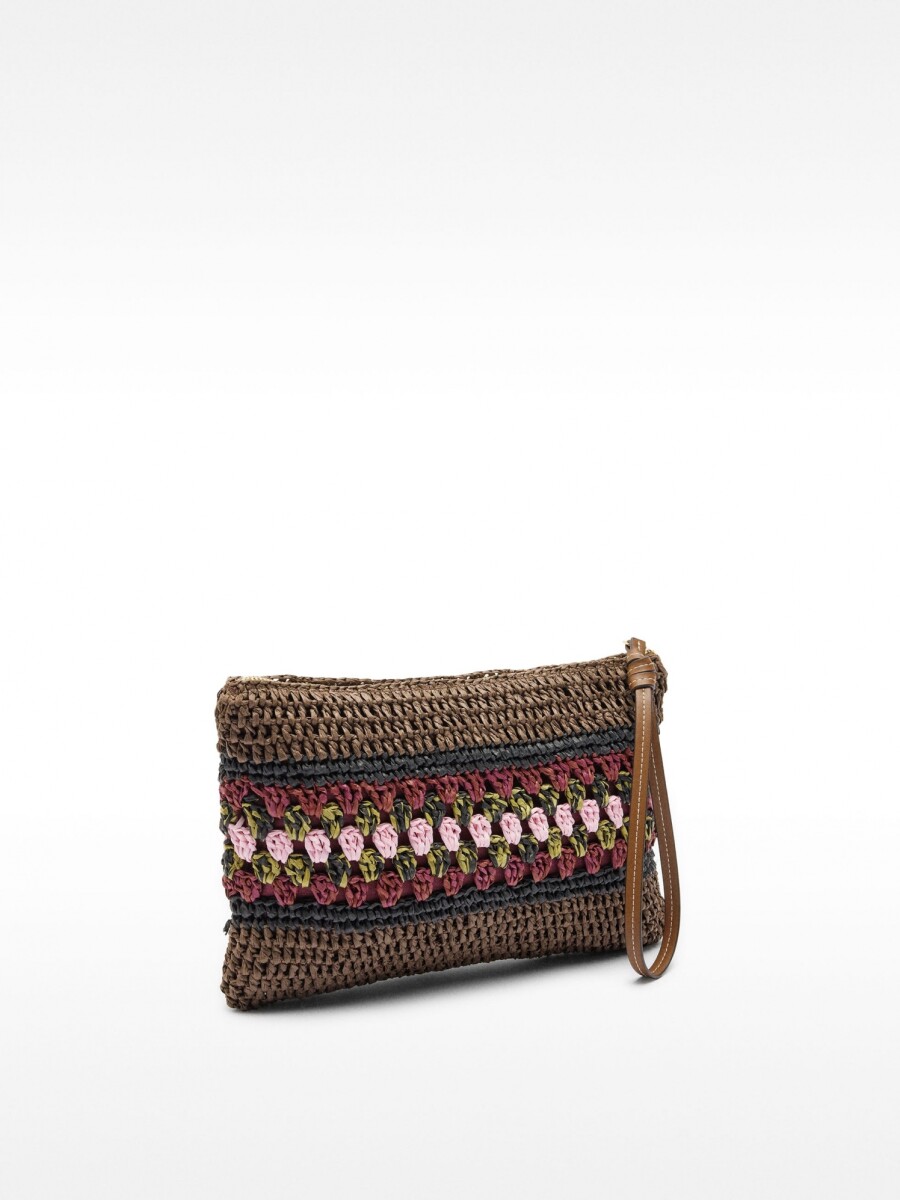 Bolso Sobre Efecto Rafia Con Detalle Trenzado marron