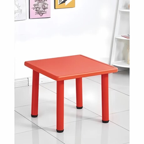 Mesa Cuadrada de Plástico y Metal para Niños 60x60cm Rojo