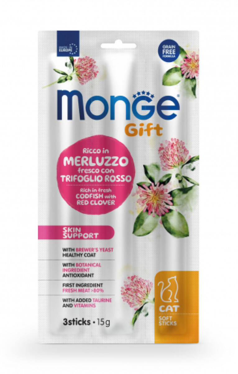 Monge Gift Cat Soft Sticks Skin Support - 3 sticks, 15 grs 