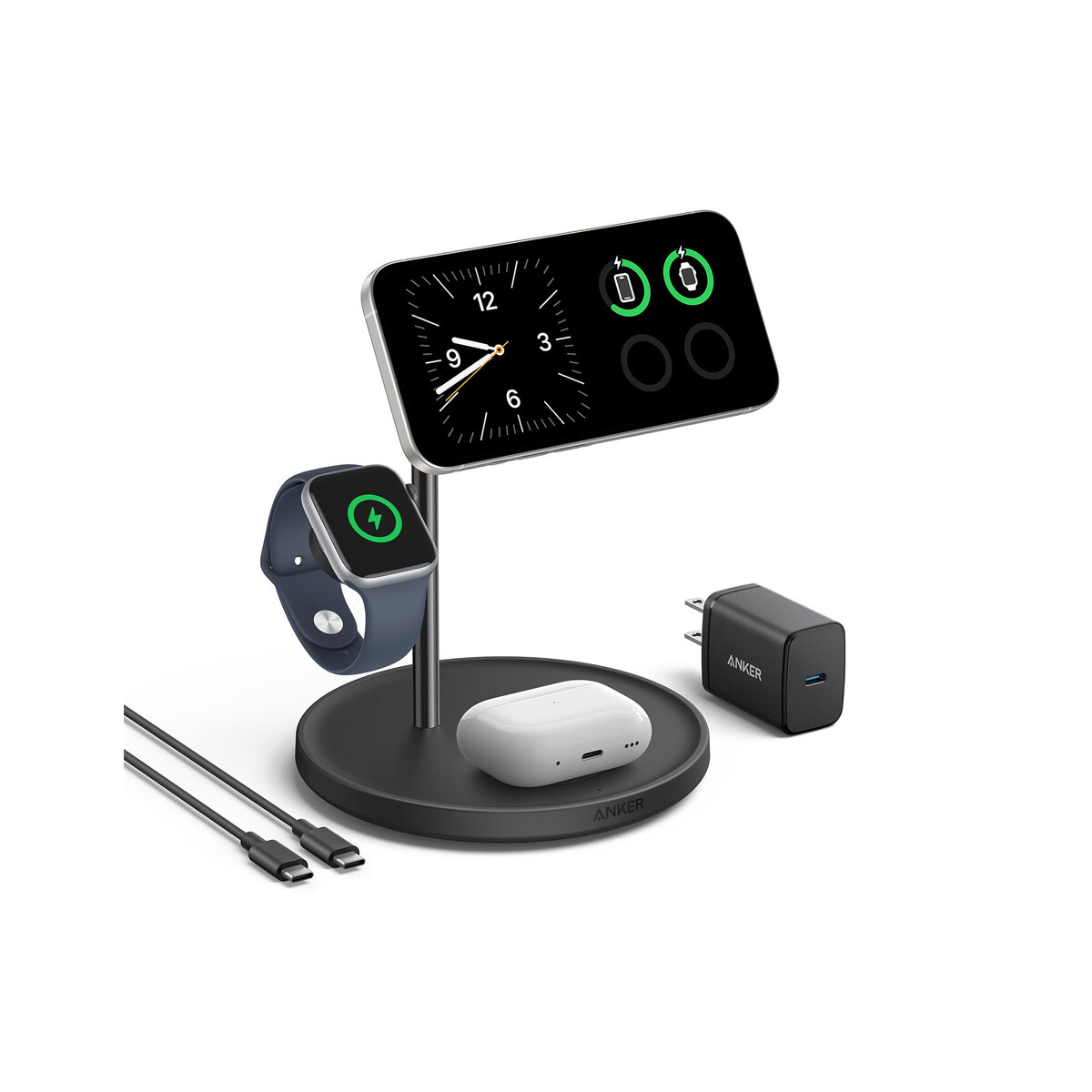 Soporte Magsafe Anker con Cargador Inalámbrico 2 en 1 Black 