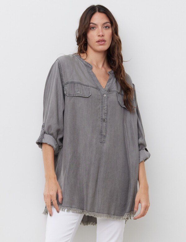 Blusa Oversize Tencel GRIS
