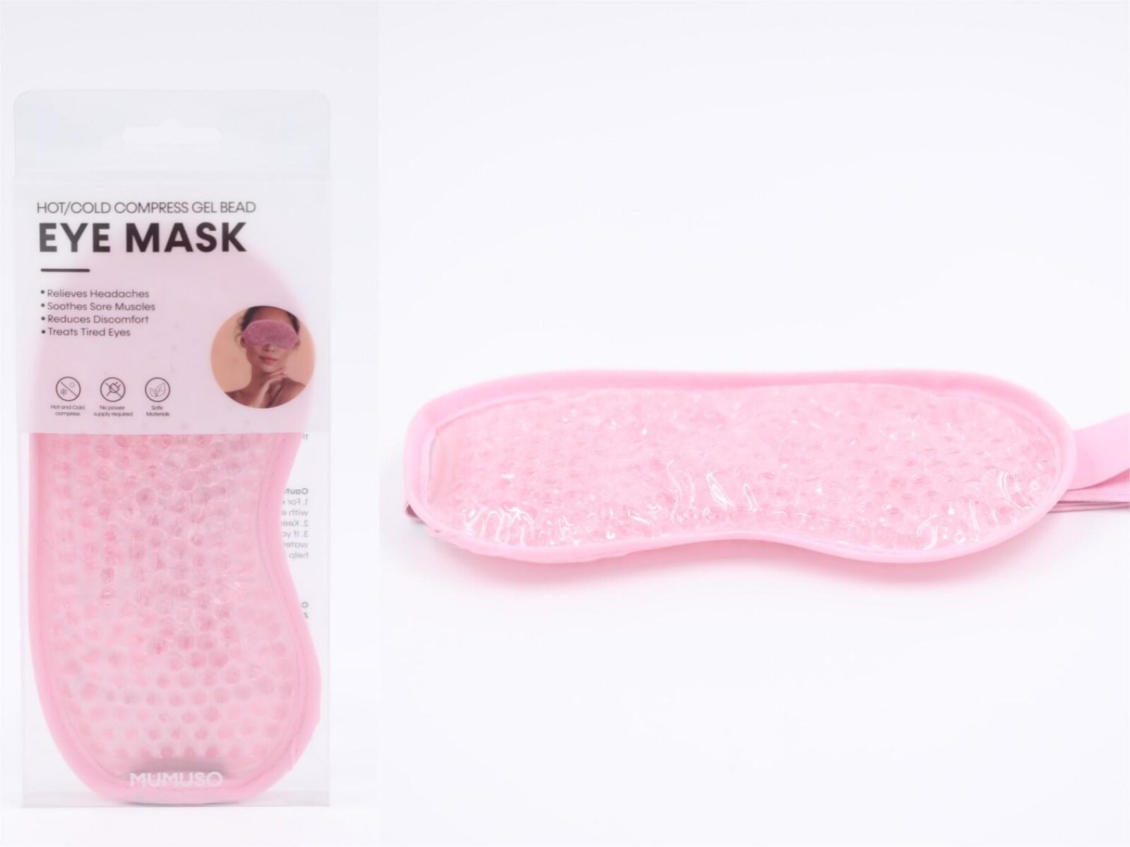 MÁSCARA PARA OJOS CON PERLAS DE GEL DE COMPRESA CALIENTE/FRÍA (ROSA) 