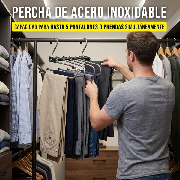 Percha De Ropa Pantalones 2 En 1 Organizador Antideslizantes Acero Inoxidable Imback Plateado Percha De Ropa Pantalones 2 En 1 Organizador Antideslizantes Acero Inoxidable Imback Plateado