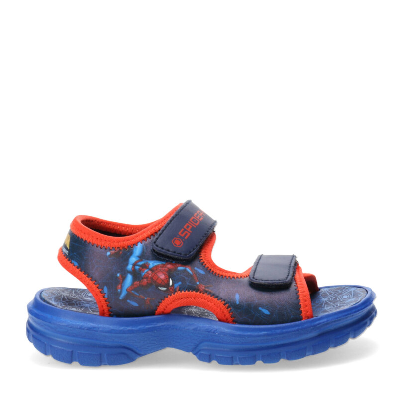 Sandalias Infantiles Spiderman Velcros Azul Marino - Azul - Rojo