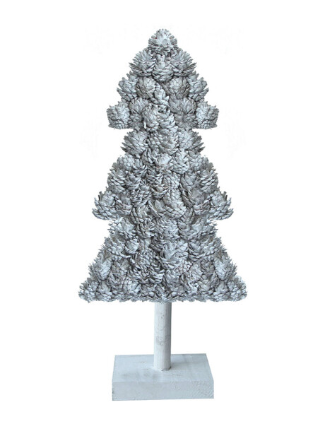 ARBOL NAVIDEÑO PIÑAS BASE MADERA BLANCO H71CM ARBOL NAVIDEÑO PIÑAS BASE MADERA BLANCO H71CM