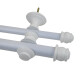Barrote cortina doble de metal 2,5 m + 3 Soportes BLANCO