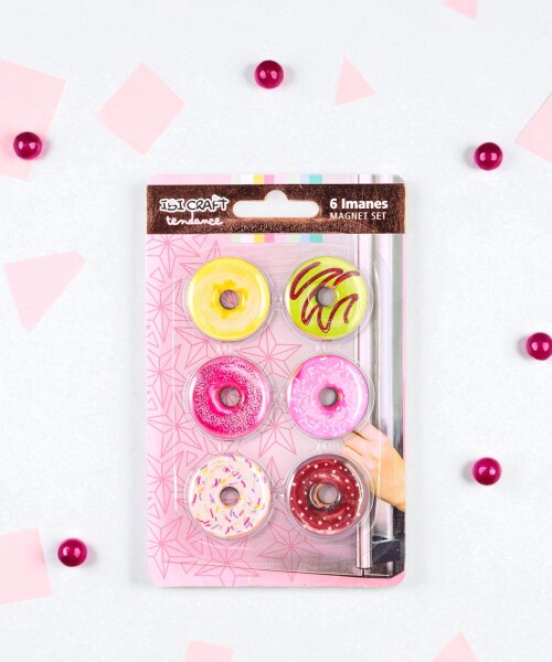 Set de 6 imanes ibi craft tendance - diseño "donuts" Set de 6 imanes ibi craft tendance - diseño "donuts"