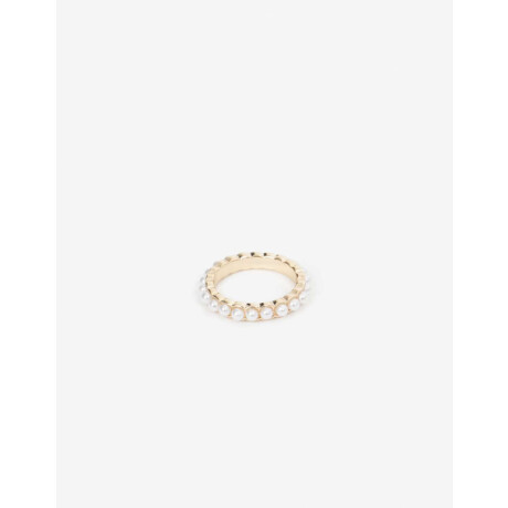 Anillo De Metal Con Perlas Dorado