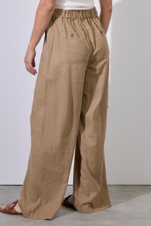 Pantalon Lino Cargo TOSTADO