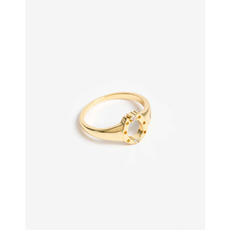 Anillo Herradura Bañado En Oro Con Cubic Zirconia Dorado