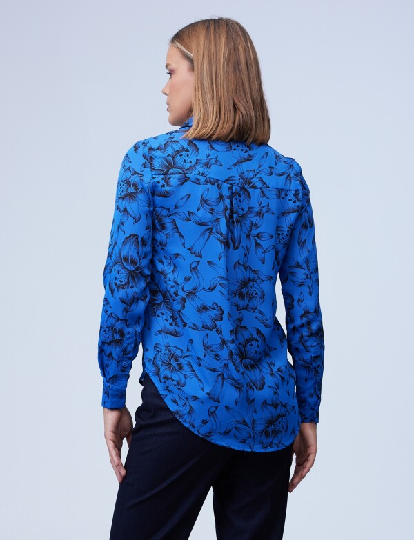 Camisa Flower Print NEGRO/AZUL