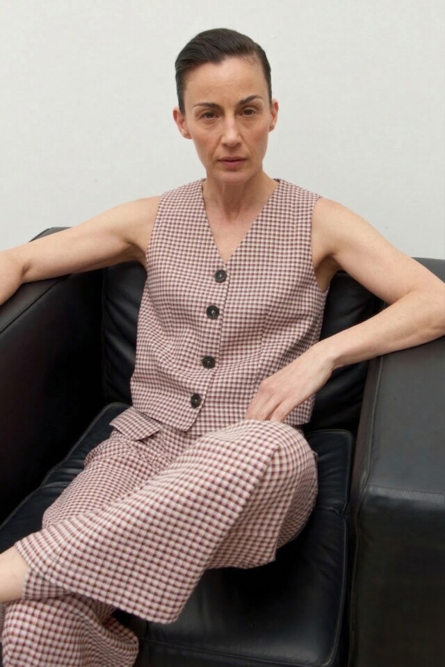 Chaleco cuadros beige