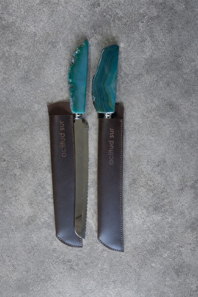 Rustic Stone Bread Knife Verde Agua