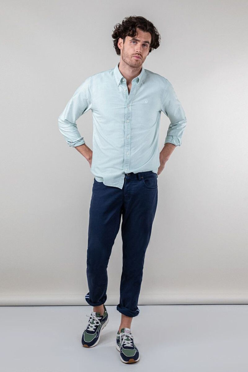 Camisa Oxford El Ganso Raya Yale Verde