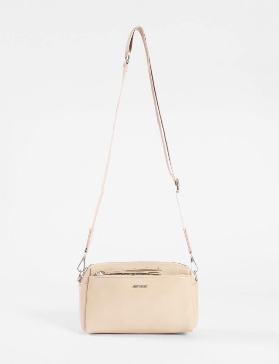 Bandolera basic con cierres - beige 