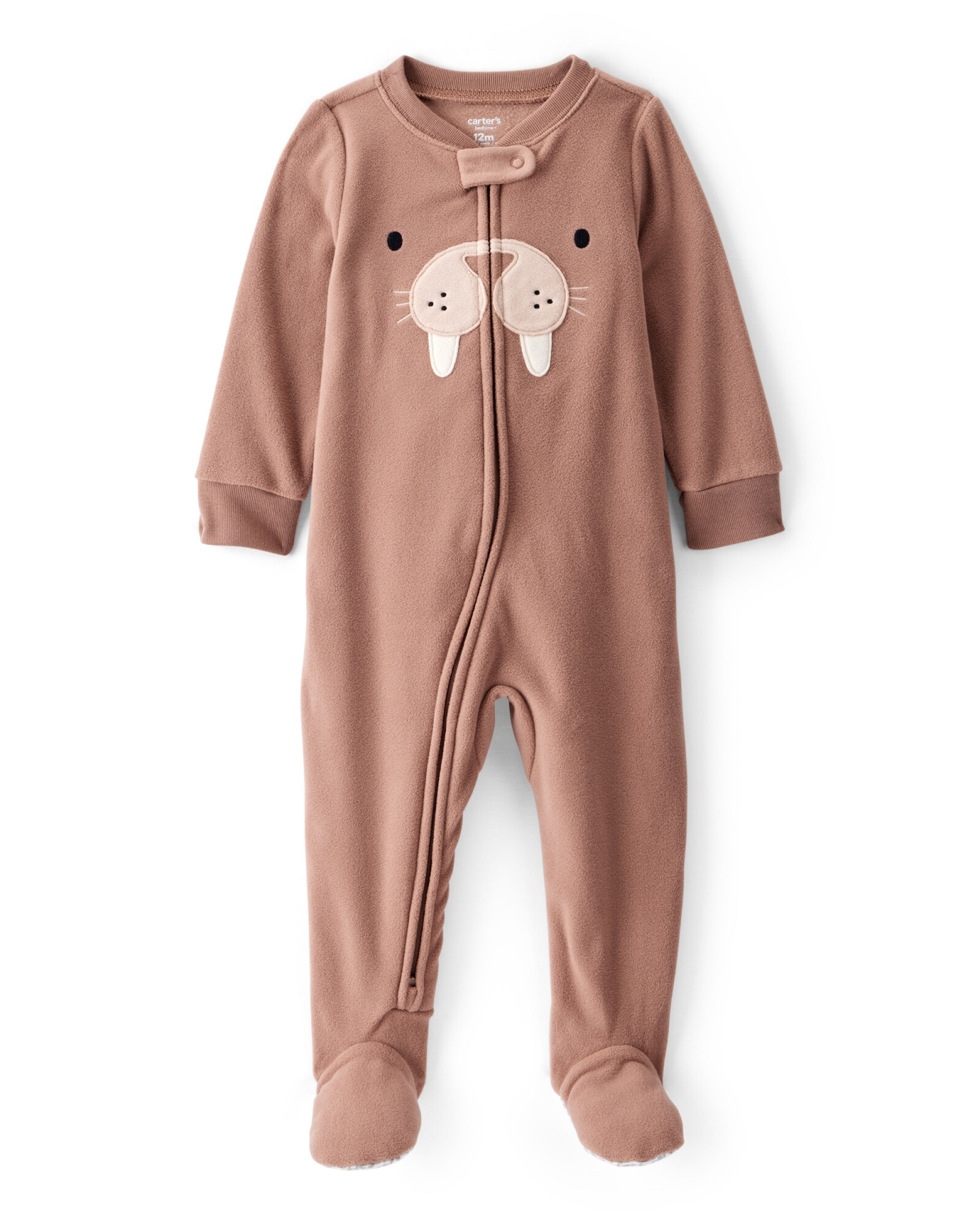 Pijama una pieza de micropolar, con pie, estampa morsa Sin color