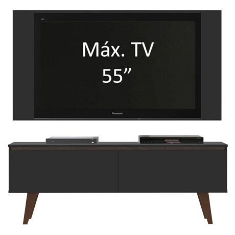 Rack TV mueble Lumax + panel rústico con estantes 55” Negro/Negro