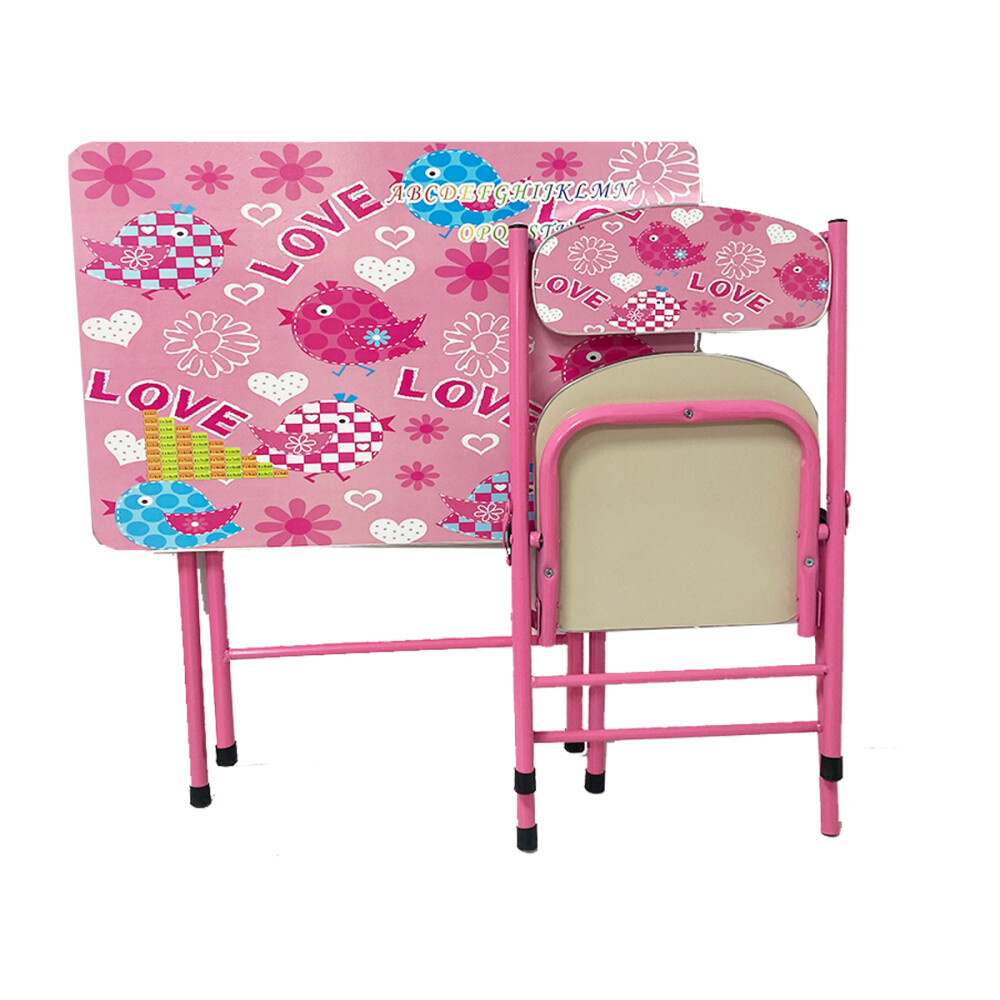 Escritorio Infantil Con Silla Plegable Rosa