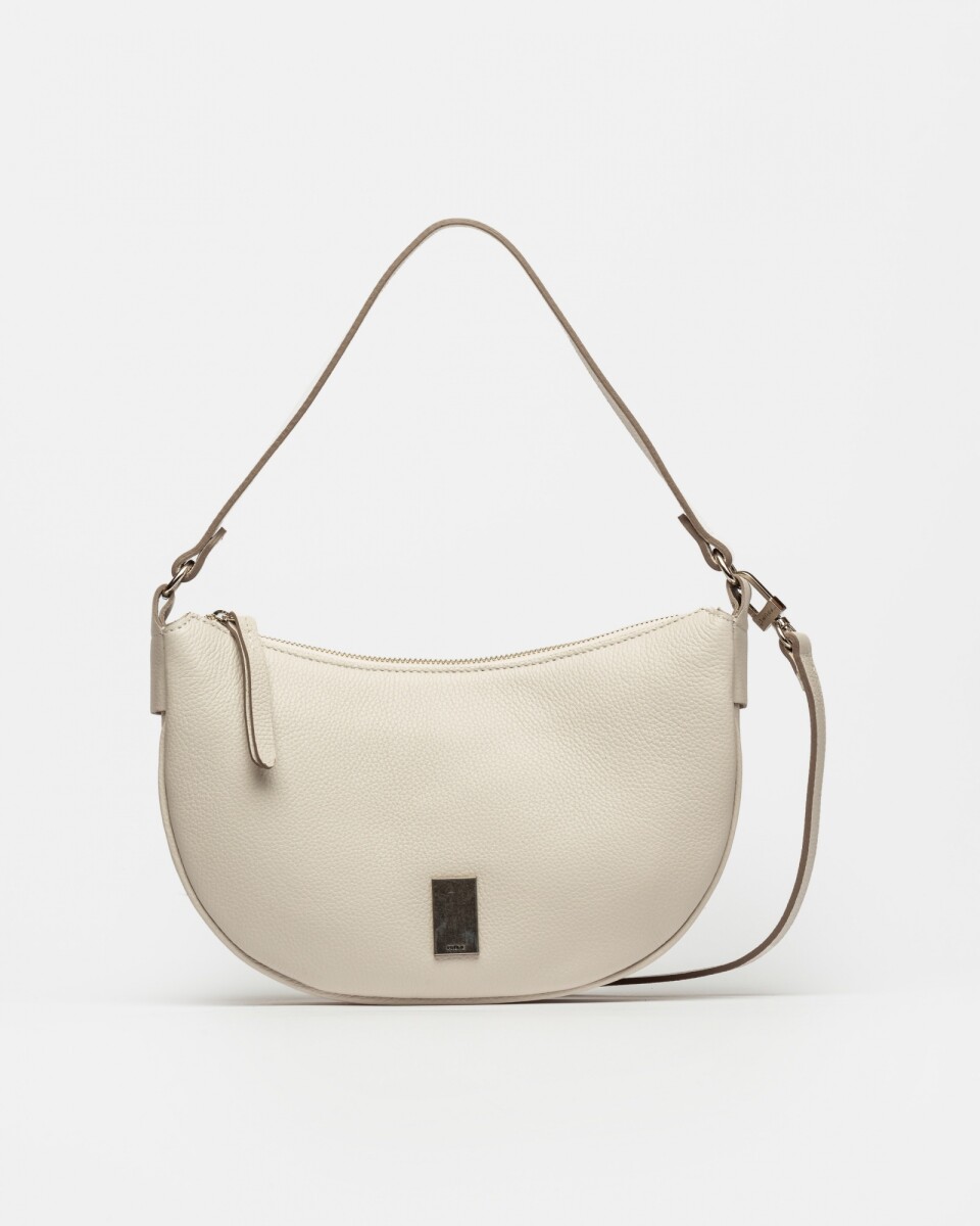 Cartera al Hombro Lua En Cuero Graneado - Natural 