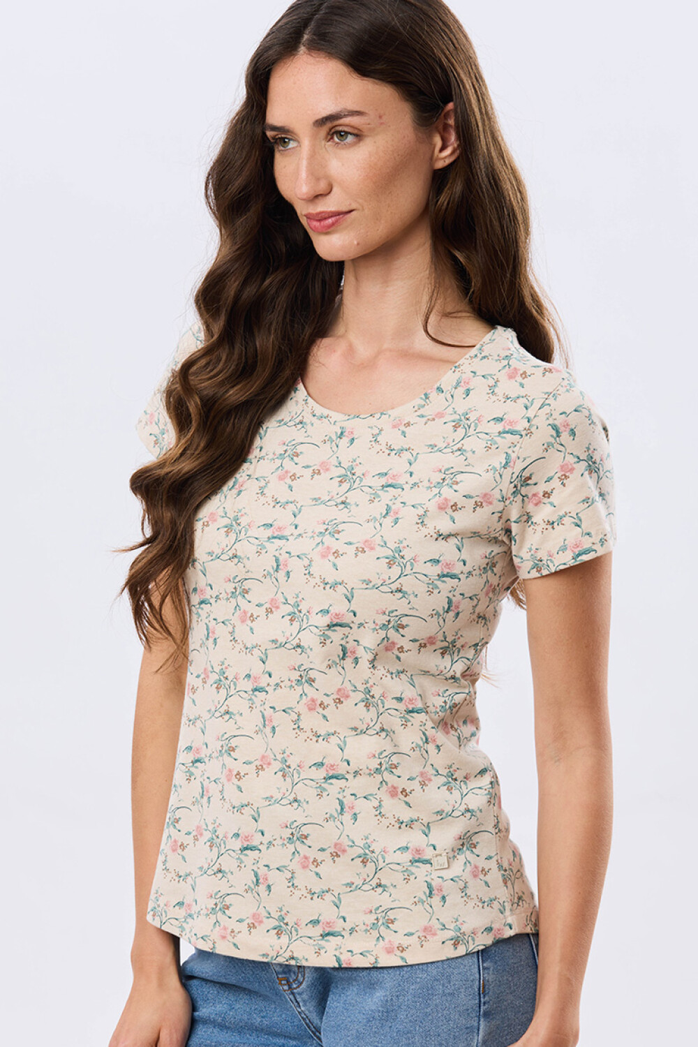 REMERA ESTAMPADA DE ALGODÓN Beige