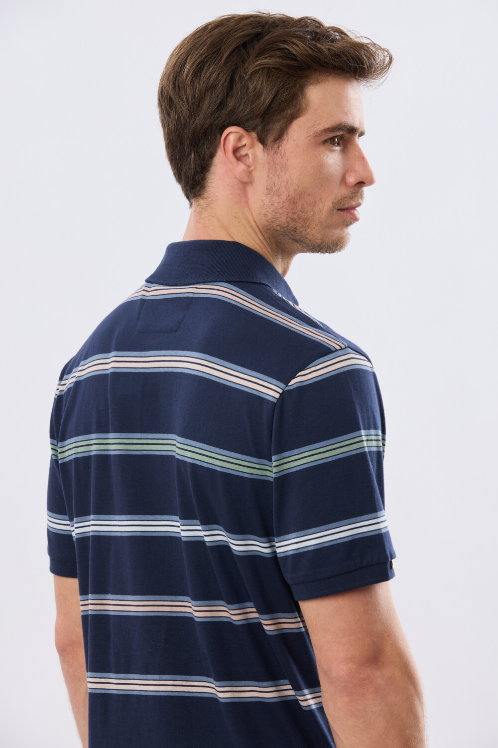 REMERA POLO RAYADA JERSEY Azul