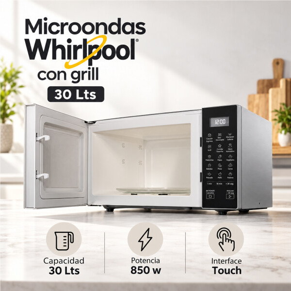 Microondas Whirlpool Con Grill 30 L Wmg30sz MICROONDAS WHIRLPOOL 30LT WMG30SZ