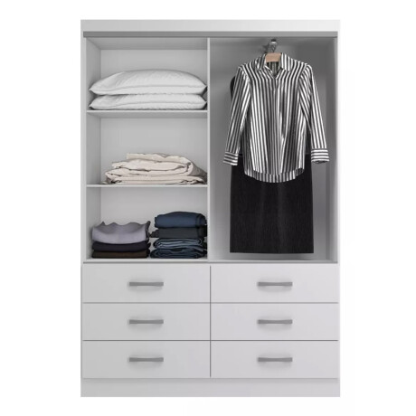ROPERO 2 PUERTAS 6 CAJONES GUARDARROPA ARMARIO PLACARD CLOSET BLANCO
