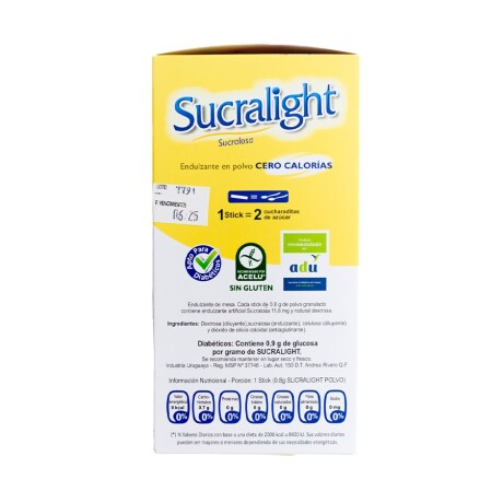 Caja X100 Edulcorante Sucralight en Polvo Sticks 001