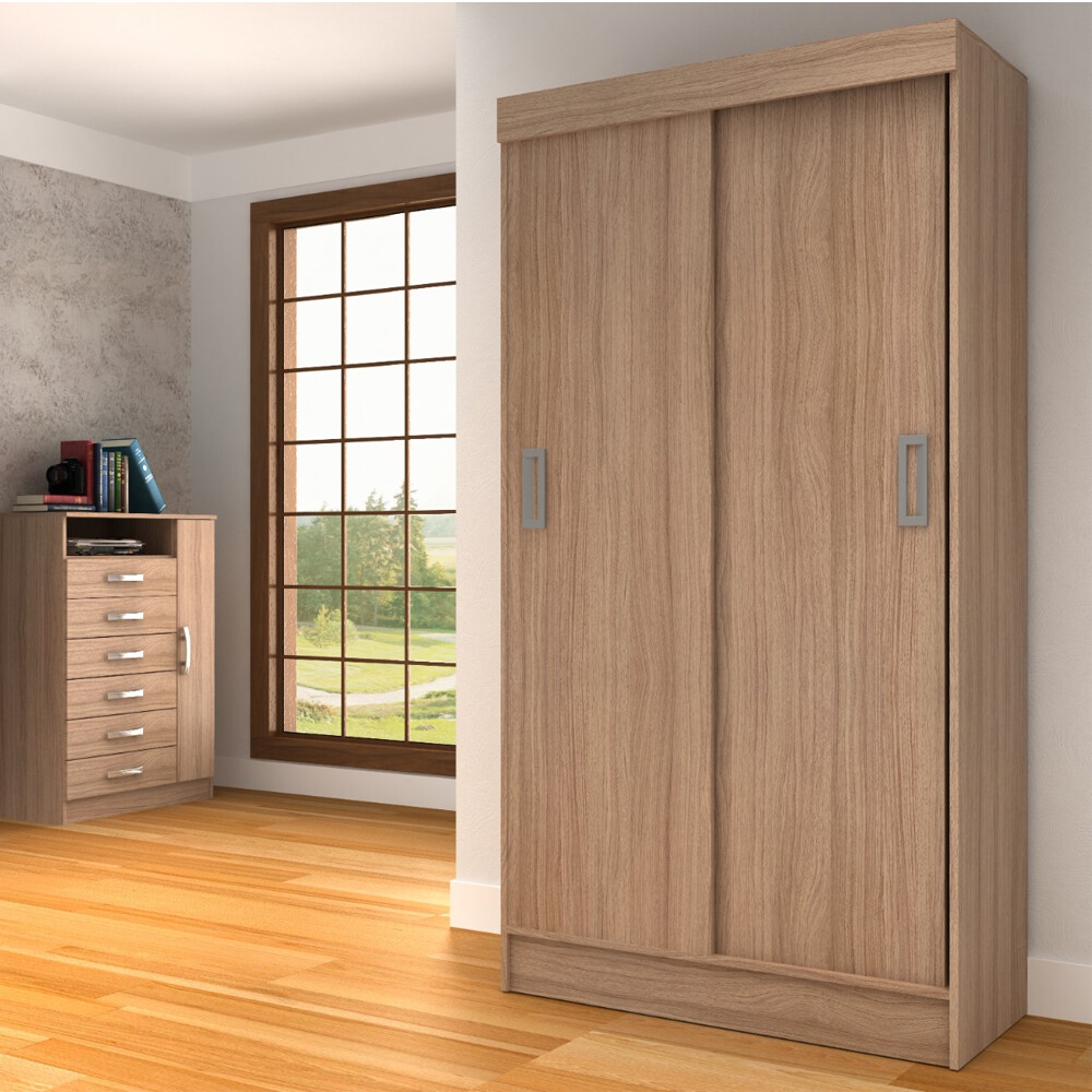 ROPERO 2 PUERTAS CORREDIZAS GUARDARROPA ARMARIO PLACARD CLOSET MARRON