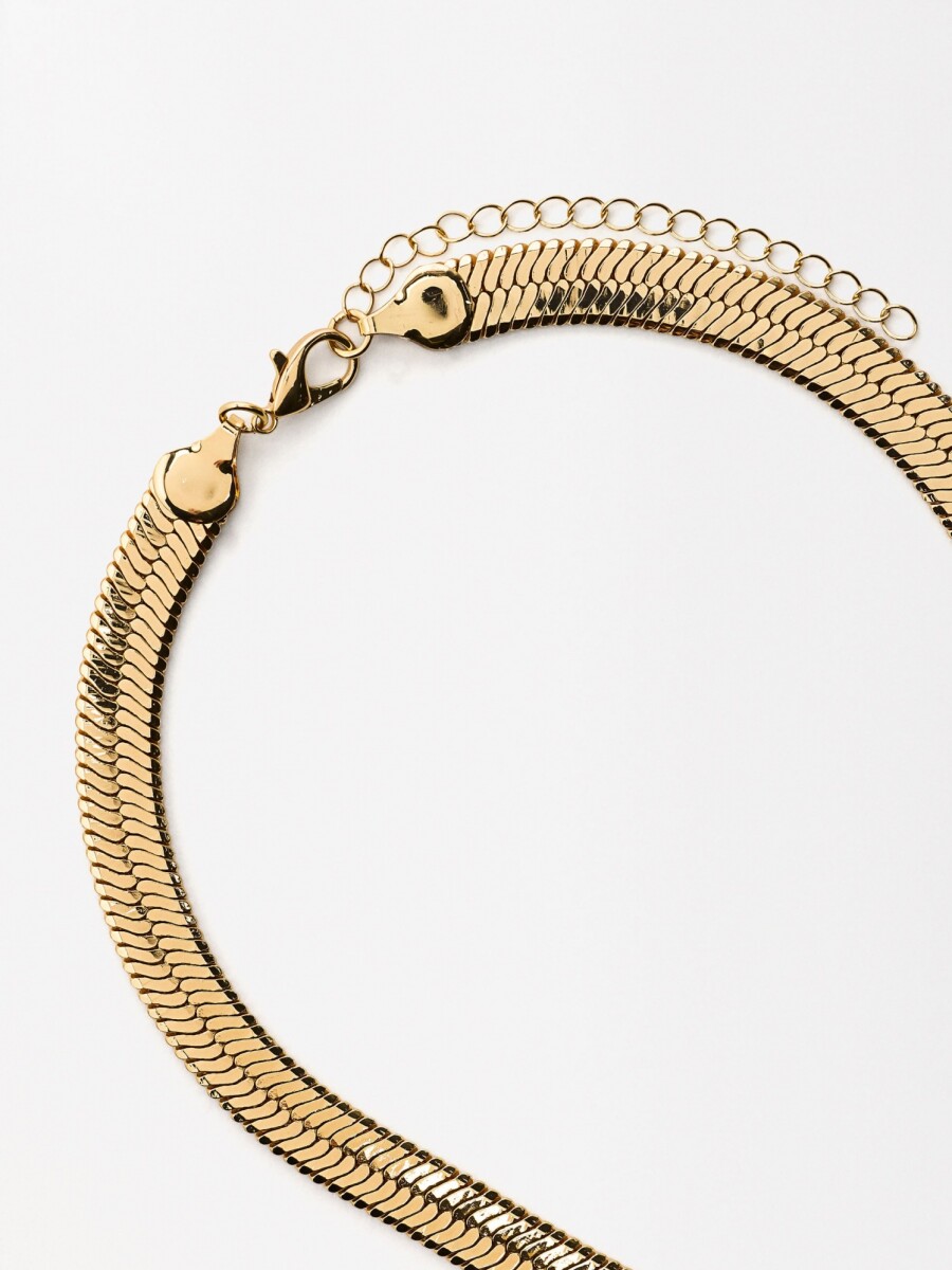 Collar Corto Con Cadena De Serpiente dorado