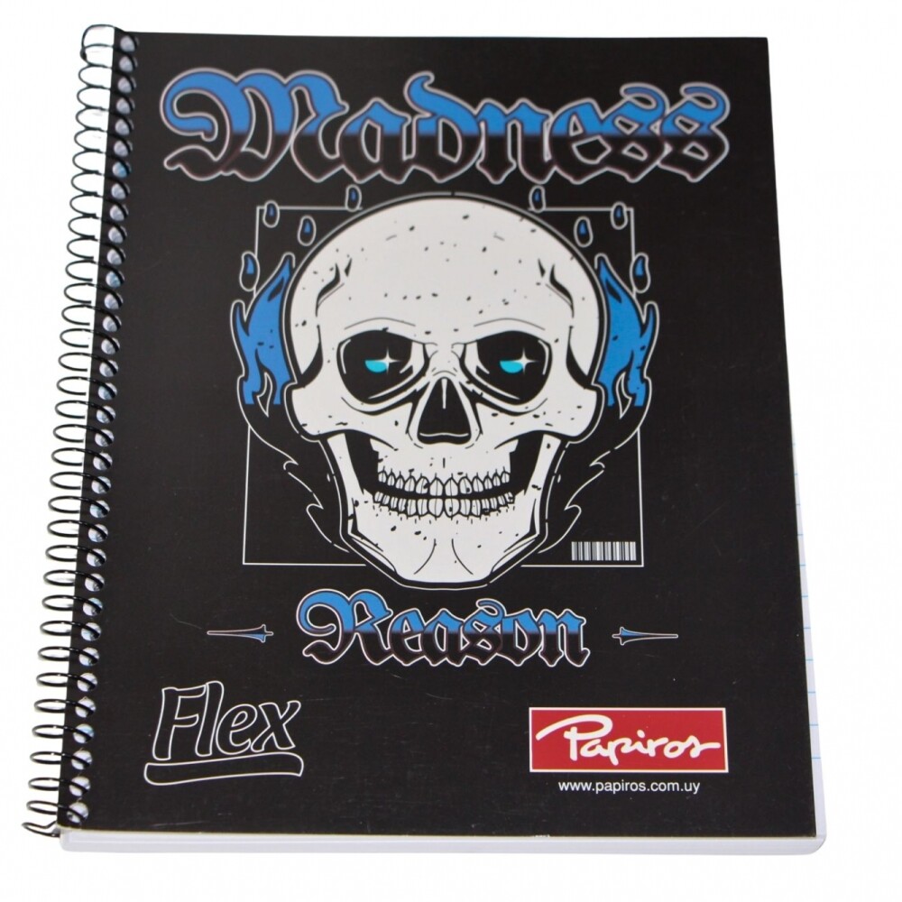 CUADERNO PAPIROS CON ESPIRAL DE 96 HOJAS TAPA MADNESS