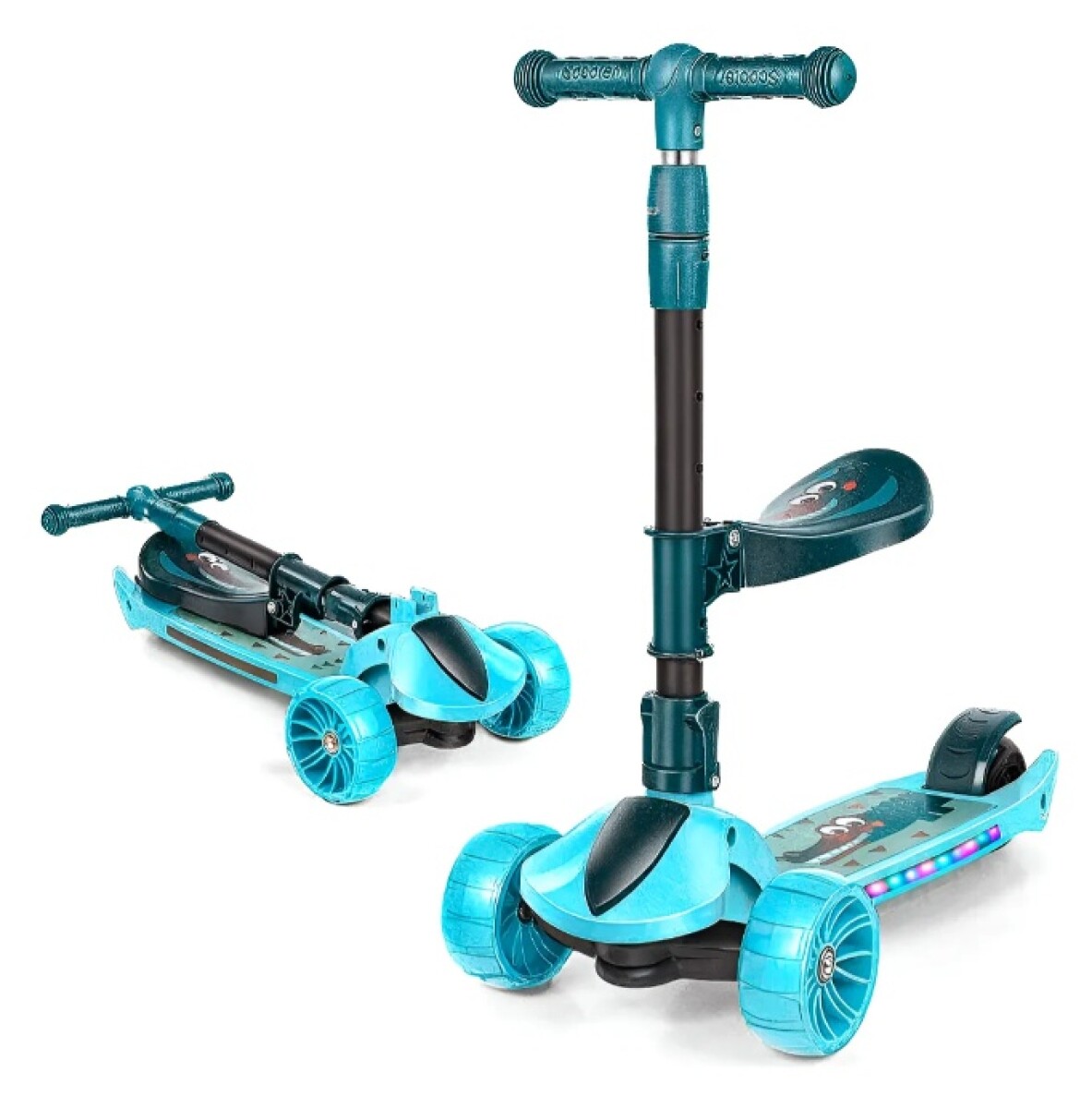 Monopatín Infantil3 Ruedas Para Niños Con Luces y Sonido - Verde 