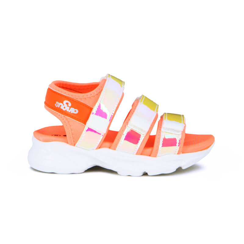 Angus Sandalia Niña 2 Tiras C/ Pulsera Y Velcro Coral