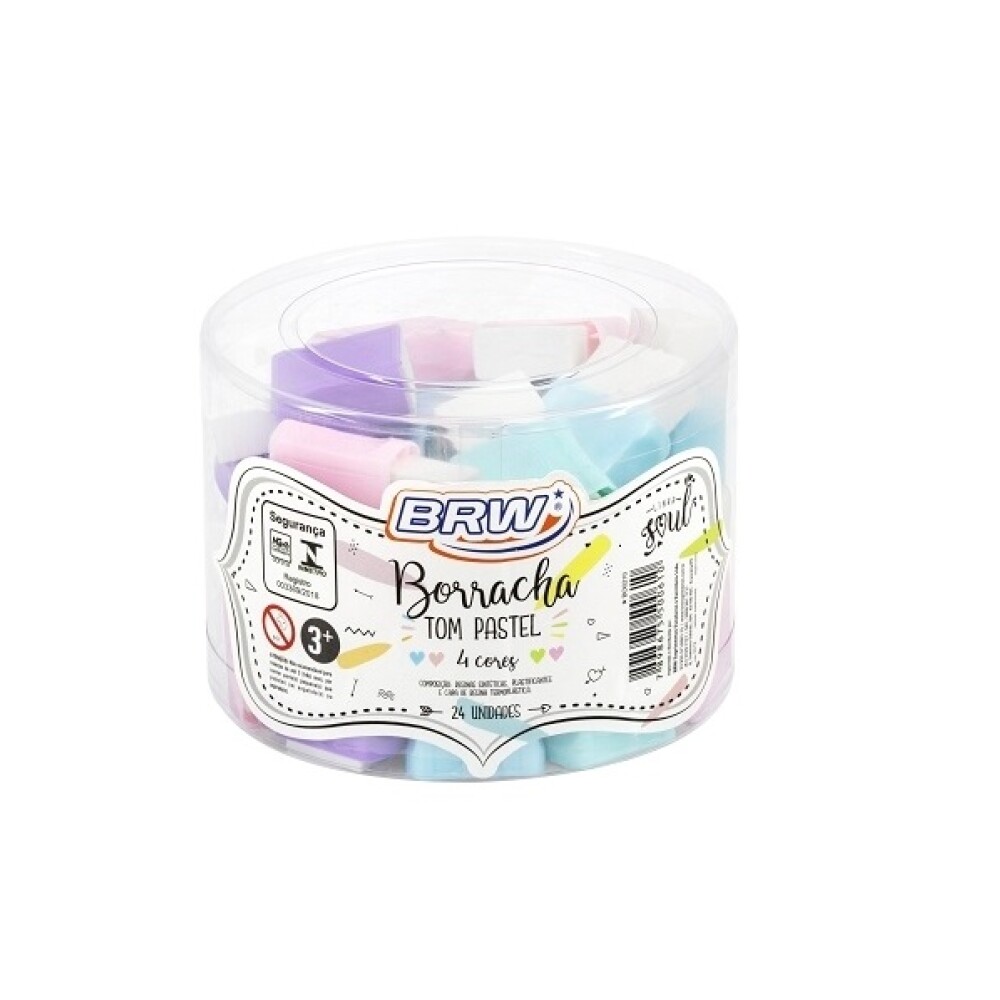 Goma de Borrar BRW Pastel con Funda Plástica GOMA DE BORRAR BRW CON FUNDA PLASTICA PASTEL