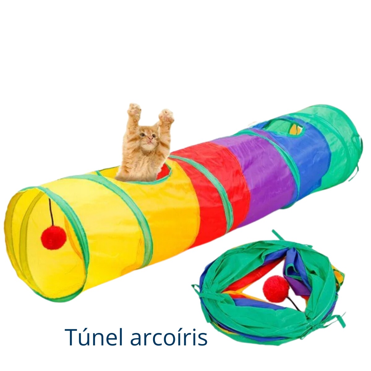 Tunel De Poliester Arcoiris Para Gatos 114 * 25 Cm 