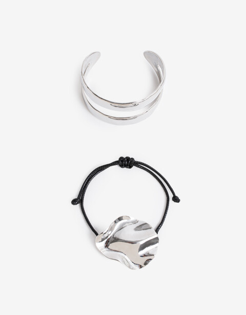 Pulseras Rígidas Sets Metal Set De Pulseras Metal - Plateado Rodio