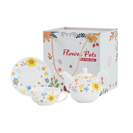 Juego De Té Floral Amarillo