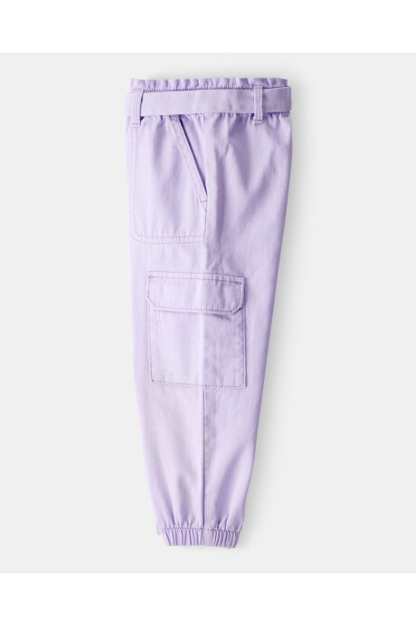 Pantalón cargo de algodón, lila Sin color
