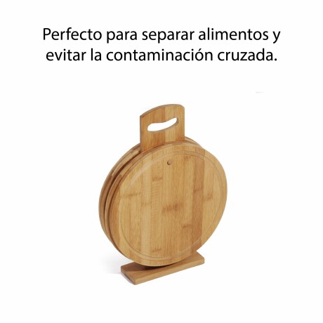 Set X4 Tablas Redondas en Madera p/ Picar Cortar con Soporte Natural