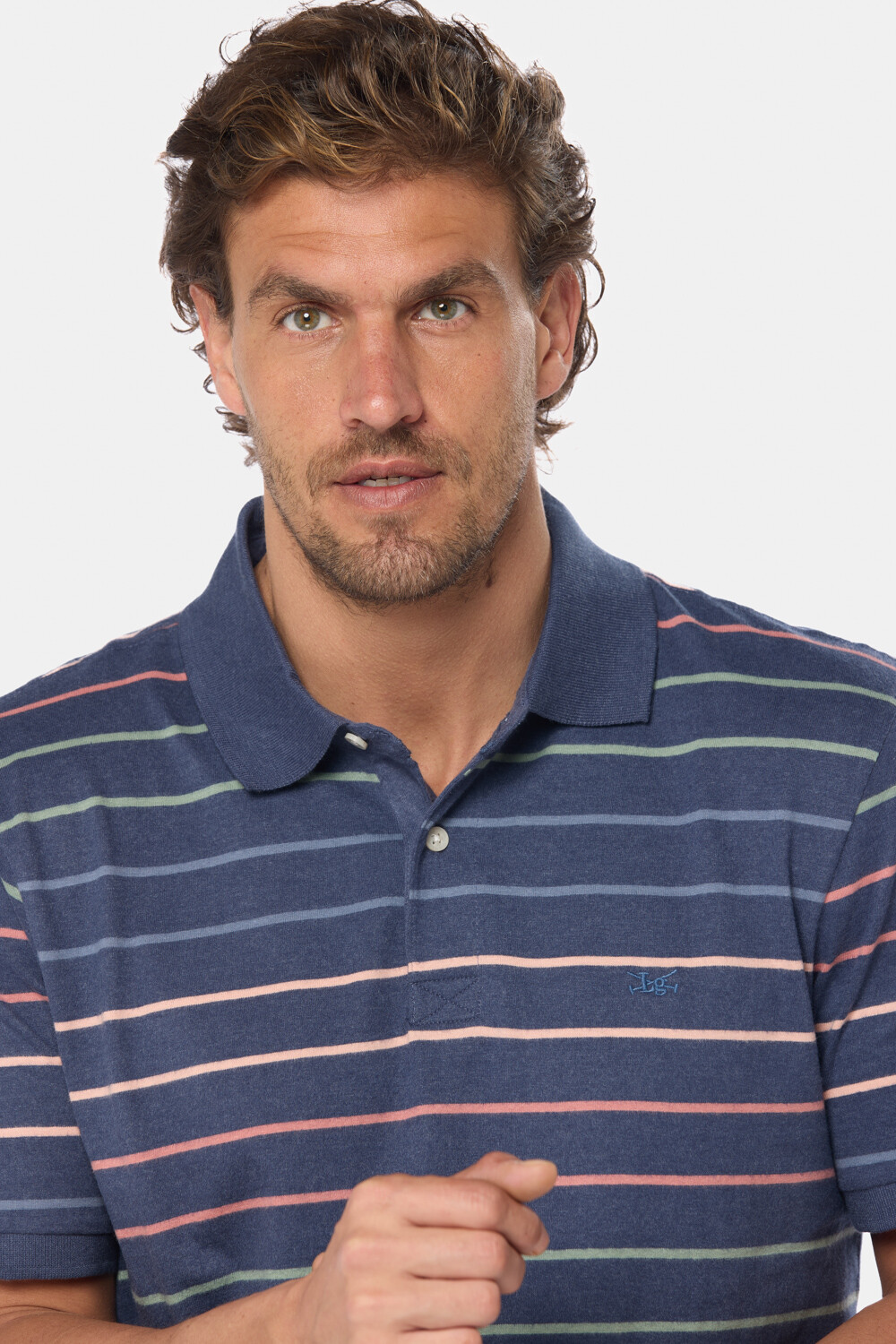 REMERA POLO RAYADA Azul