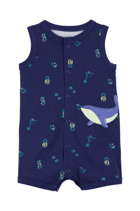 Monito corto de algodón diseño ballenas Monito corto de algodón diseño ballenas
