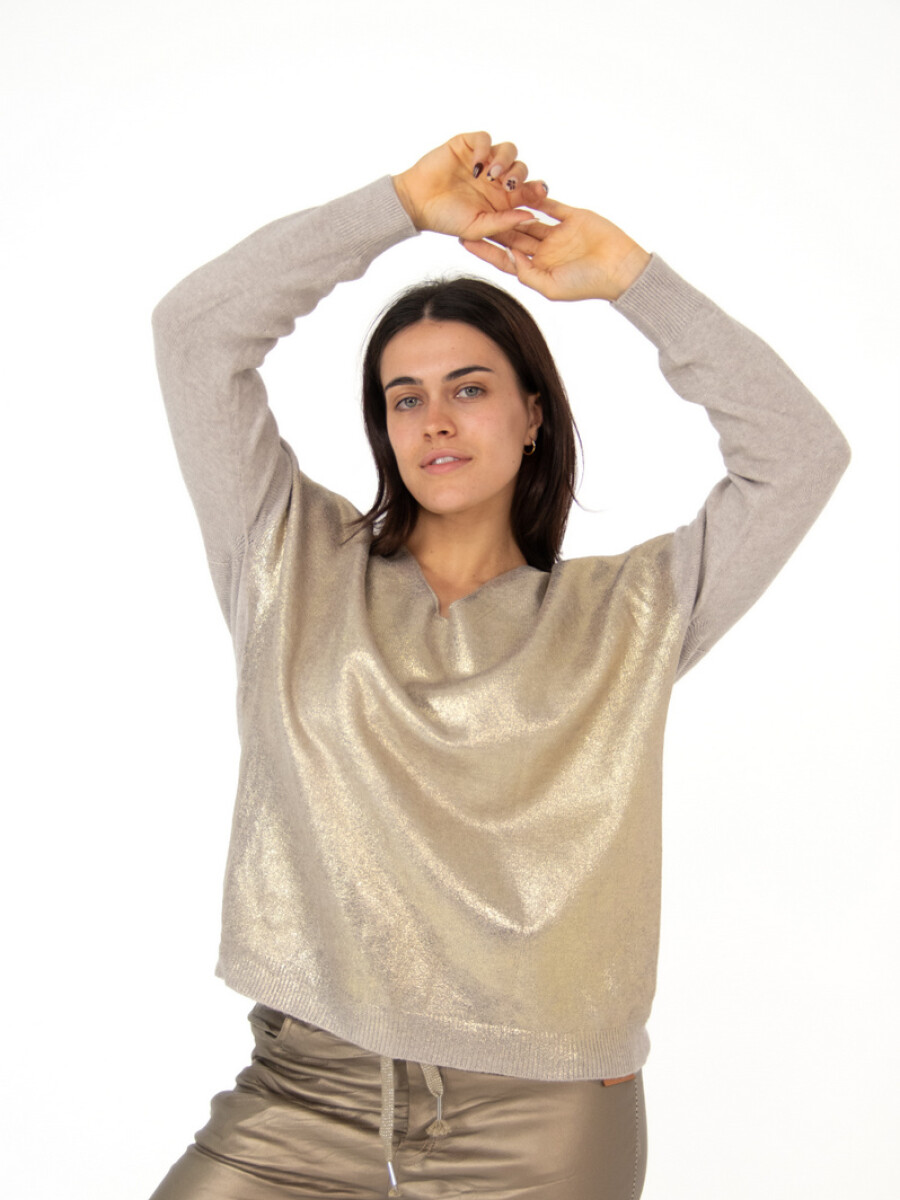 Buzo beige con dorado Beige