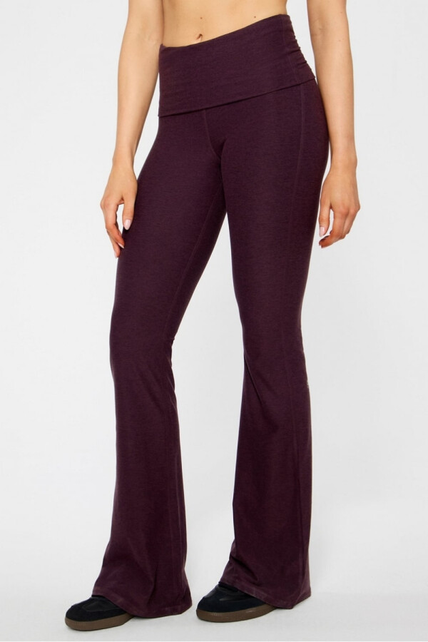 Leggings Flare Cloud Jersey Foldover Mujer Oxblood Heather